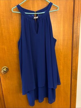 Jessica Howard Royal Blue Layered Halter Dress with Rhinestone Detail